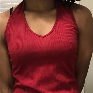 A Dark red Around the Neck Tank top